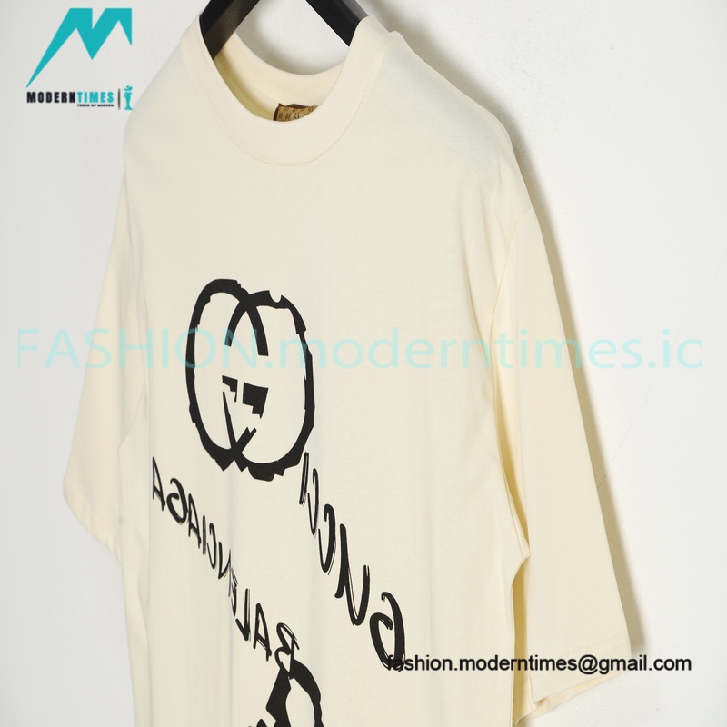 Gucci - Balenciaga Double G-B Print Short Sleeve T-shirt